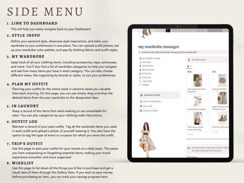 PLR Wardrobe Manager Notion Template Notion Outfit Planner Etsy