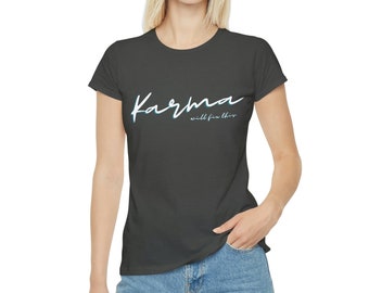Damen T-Shirt Karma Regelt Das - Statement Shirt Mit Metallic-Druck Aus Baumwolle
