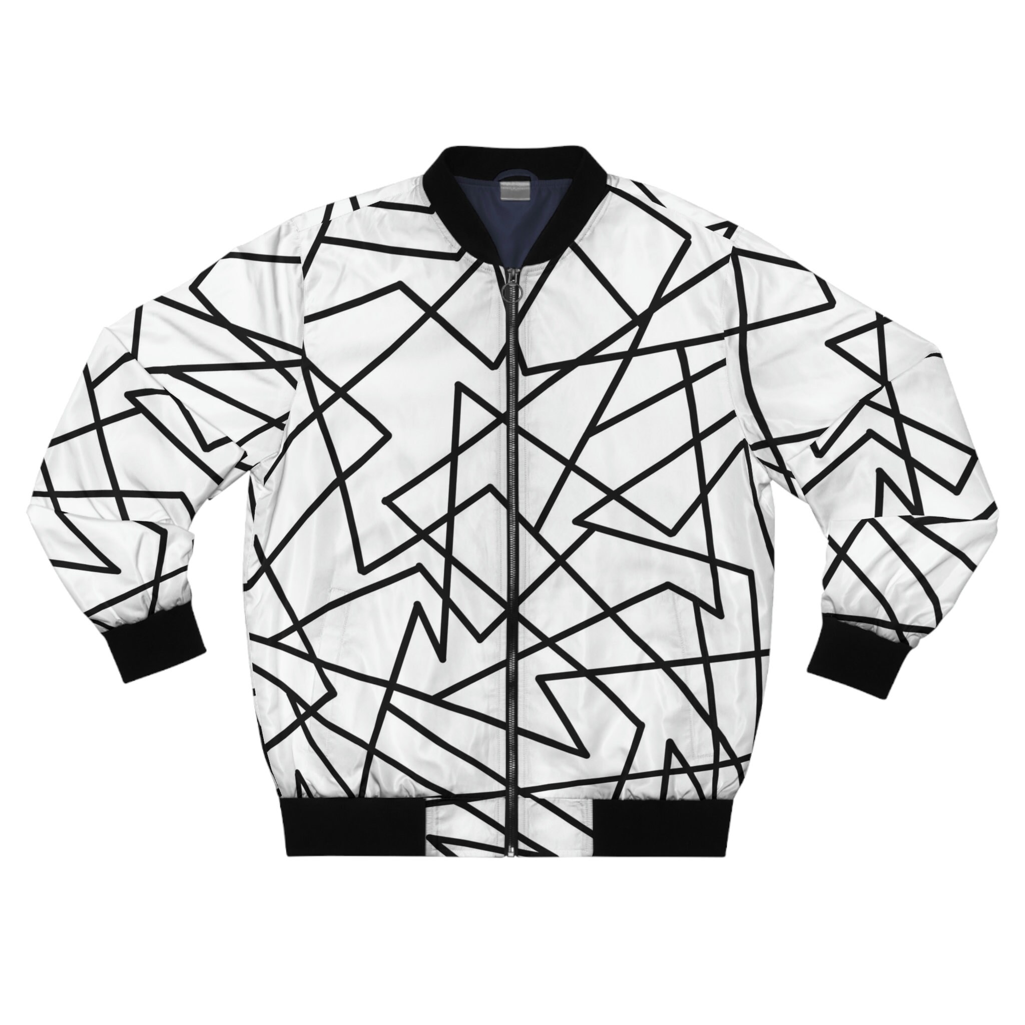 Hand Drawn Lines Sustainable All-Over Print Bomber Jacket