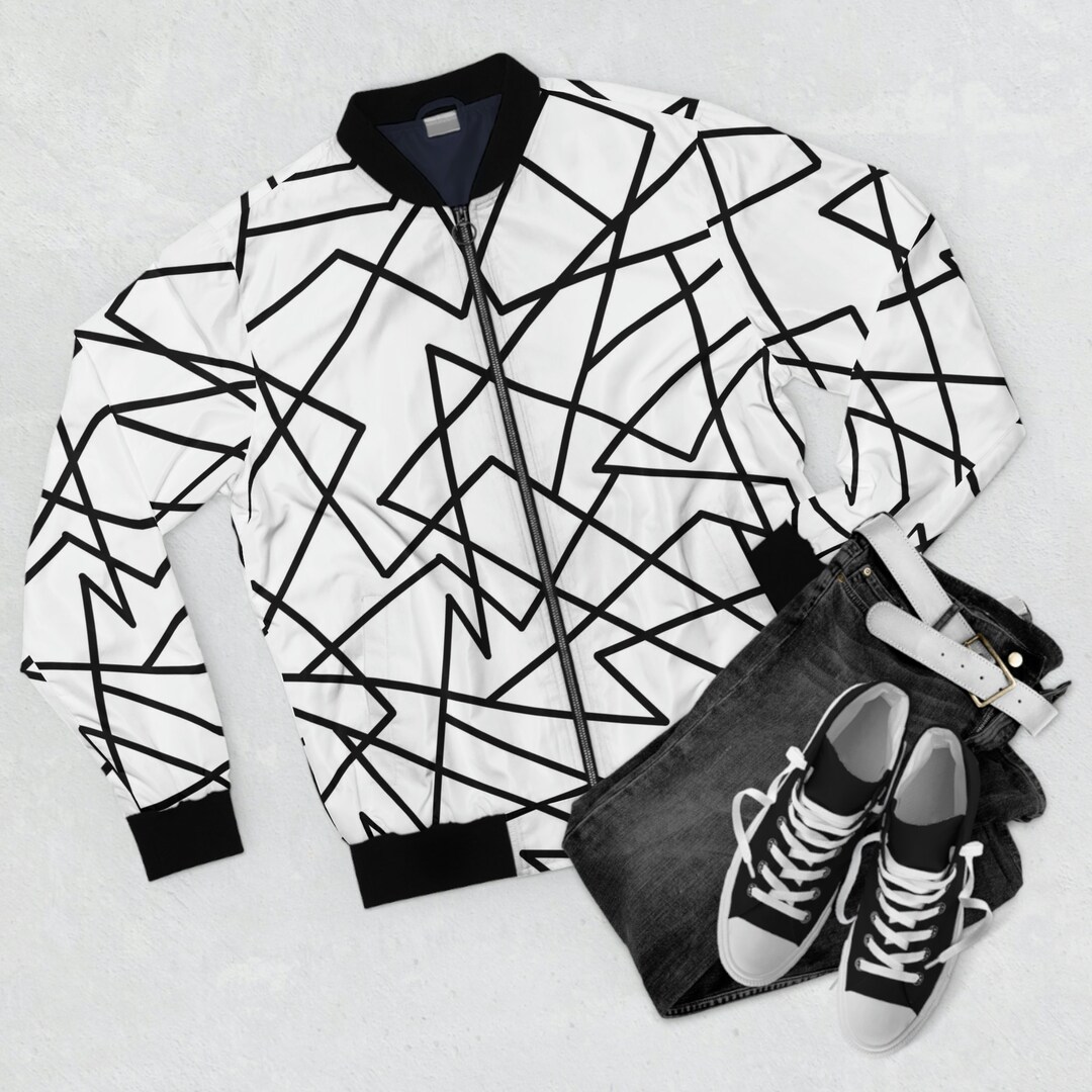 Hand Drawn Lines Sustainable All-Over Print Bomber Jacket main image 1