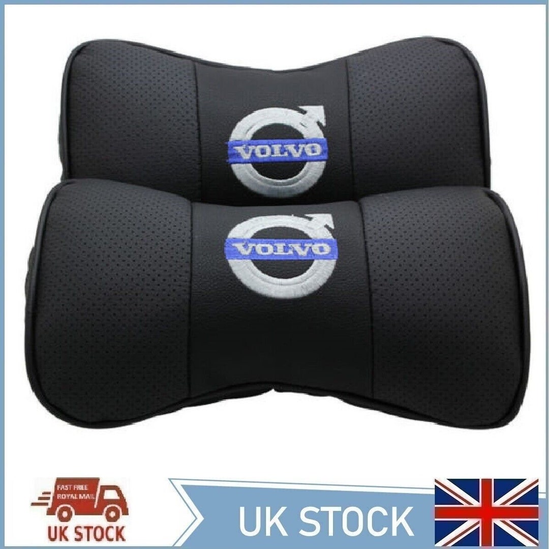 2pc Volvo Leather Car Seat Neck Pillow Headrest Black Etsy