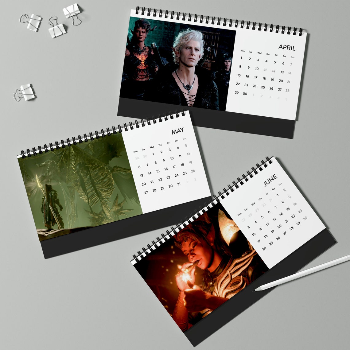 Baldur's Gate 3 Desk Calendar 2024 GRID for Dnds and BG3 Fans Etsy