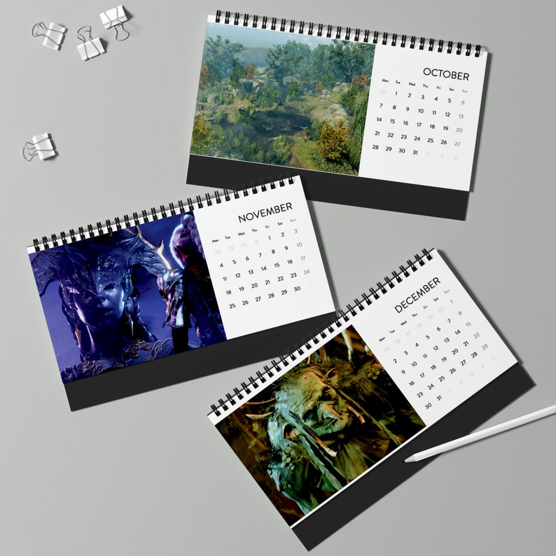 Baldur's Gate 3 Desk Calendar 2024 GRID for Dnds and BG3 Fans Etsy