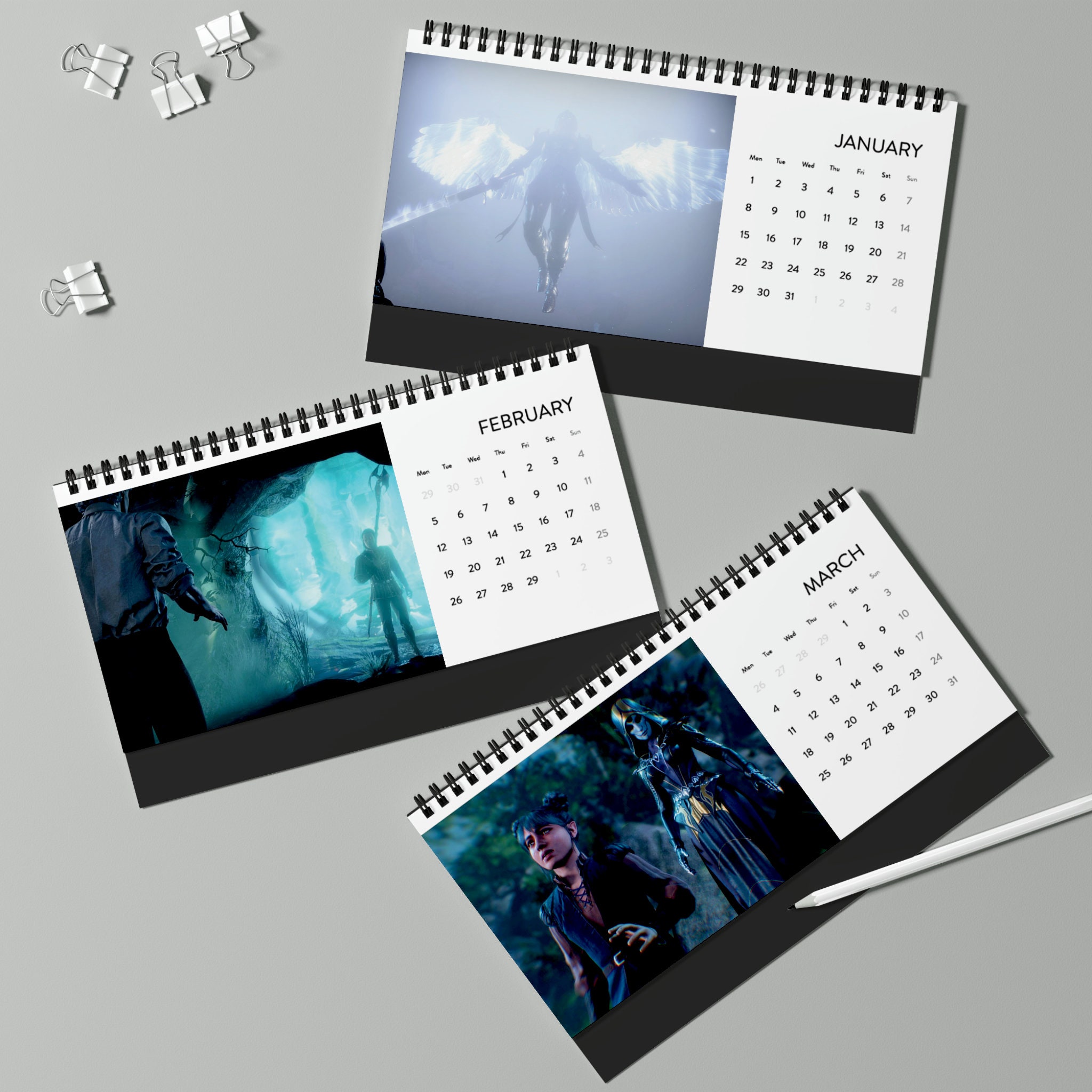 Baldur's Gate 3 Desk Calendar 2024 GRID for Dnds and BG3 Fans Etsy
