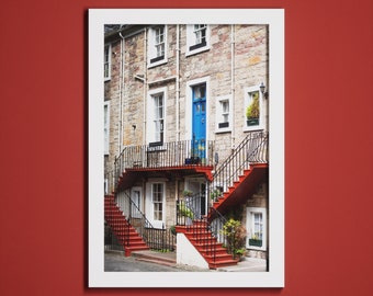 Colourful Red Staircases | Scottish Townhouse | Edinburgh