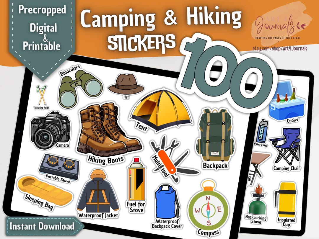 100 CAMPING & HIKING Stickers | Camping Stickers | Hiking Stickers ...