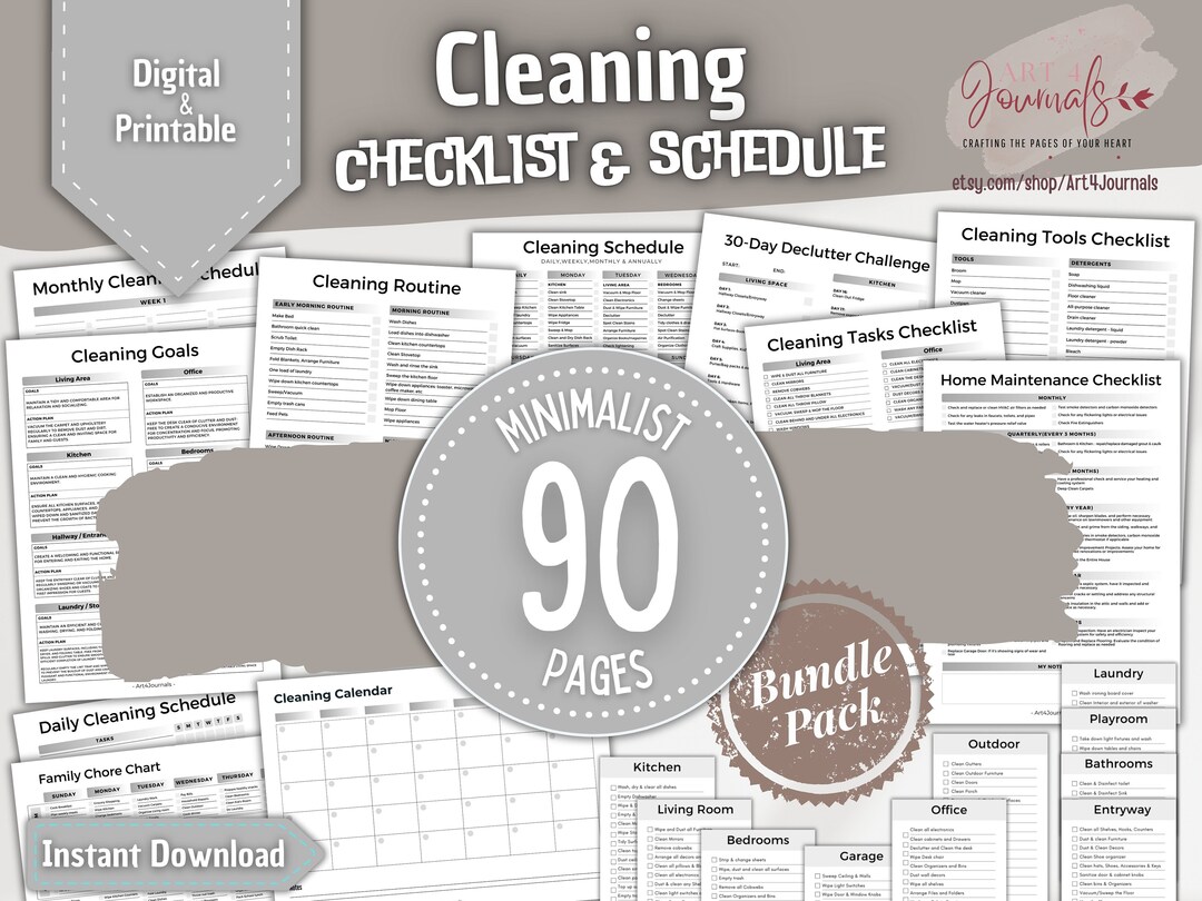 Cleaning Checklist and Schedule Minimalist Declutter and Cleaning ...