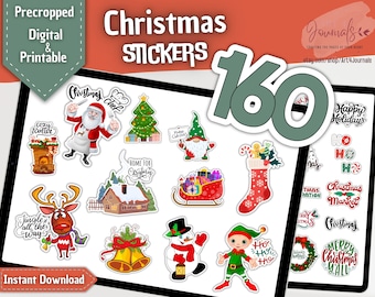 160 PEGATINAS NAVIDEÑAS para Goodnotes, Notability, Xodo, etc. / Pegatinas PNG para diario navideño / Digitales e imprimibles / Descarga instantánea
