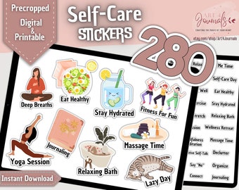 280 SELF-CARE Stickers for Goodnotes, Notability, Xodo, etc | Self-Care Journal PNG Stickers | Digital and Printable | Instant Download