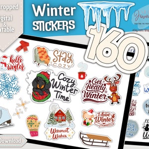 160 WINTER STICKERS for Goodnotes, Notability, Xodo, etc | Cute Winter Journal PNG Stickers | Digital and Printable | Instant Download