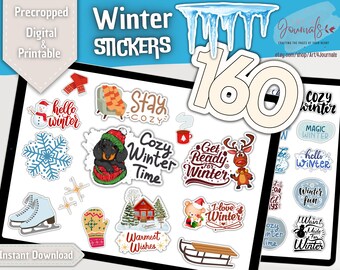 160 PEGATINAS DE INVIERNO para Goodnotes, Notability, Xodo, etc. / Lindas pegatinas PNG para diario de invierno / Digitales e imprimibles / Descarga instantánea