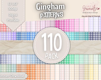 110 Gingham Seamless Digital Papers | Gingham Patterns | Instant Download | Commercial Use Digital Paper
