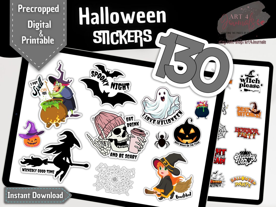 130 HALLOWEEN STICKERS for Goodnotes, Notability, Xodo, Etc Halloween