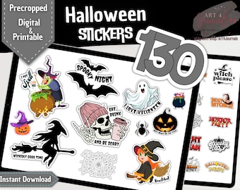 130 PEGATINAS DE HALLOWEEN para Goodnotes, Notability, Xodo, etc. / Pegatinas PNG para diario de Halloween / Digitales e imprimibles / Descarga instantánea