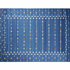 Alfombra de 6 x 9 pies para dormitorio, moderna alfombra de algodón con tejido plano y teñido natural, alfombra india Dhurrie reversible para sala de estar