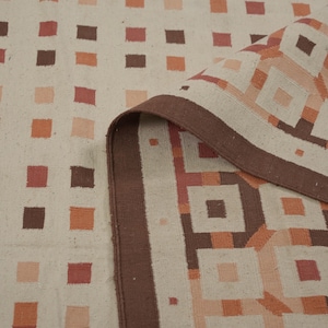 Modern Handmade Natural Vegetable Dyed Geometric pattern Cotton Area Rug Indian Dhurrie Reversible Wall Tapestry One of a Kind Rug Gift