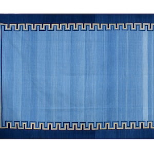 Modern Handmade Cotton Area Rug, Natural Vegetable Dyed Colorful Indian Dhurrie Rug, Flatweave Reversible Eco-Friendly Kilims Wall Tapestry