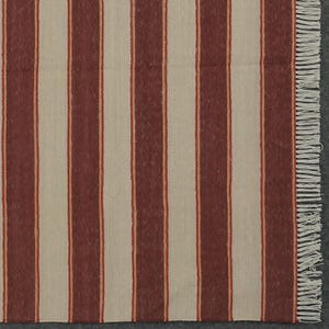 Handmade Cotton Dhurrie Rug Red Beige Striped Flatweave Floor Carpet Reversible Hand Woven Scandinavian Area Rug Home Decor Christmas Gift
