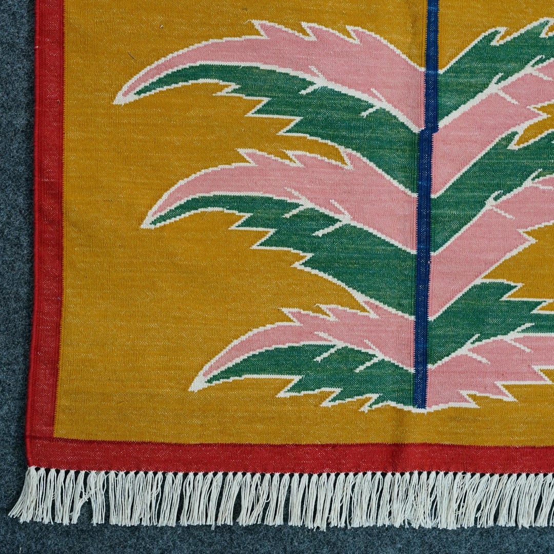 Durries Rugs Handmade Cotton Rug Indian Dhurrie Landscape Garden Paradise Area Rug ...
