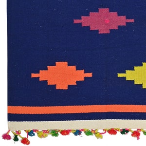 Modern Handmade Punjabi Area Rug Indian Handwoven Dhurrie Rug Floor Coverings Eco Friendly Natural Vegetable Dyes Home Decoration Gift Rugs