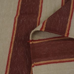 Handmade Cotton Dhurrie Rug Red Beige Striped Flatweave Floor Carpet Reversible Hand Woven Scandinavian Area Rug Home Decor Christmas Gift