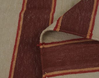 Ręcznie robiony bawełniany dywan Dhurrie w czerwono-beżowe paski, płasko tkany, dwustronny, ręcznie tkany, skandynawski dywan, dekoracja do domu, prezent świąteczny