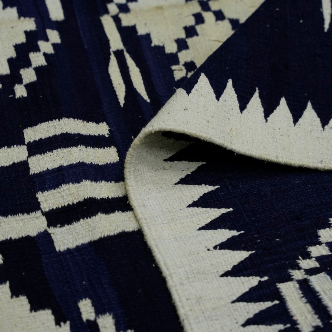 Punjabi Rugs Cotton Handmade Punjabi Area Rug Indian Dhurrie Rug Reversible Black ...