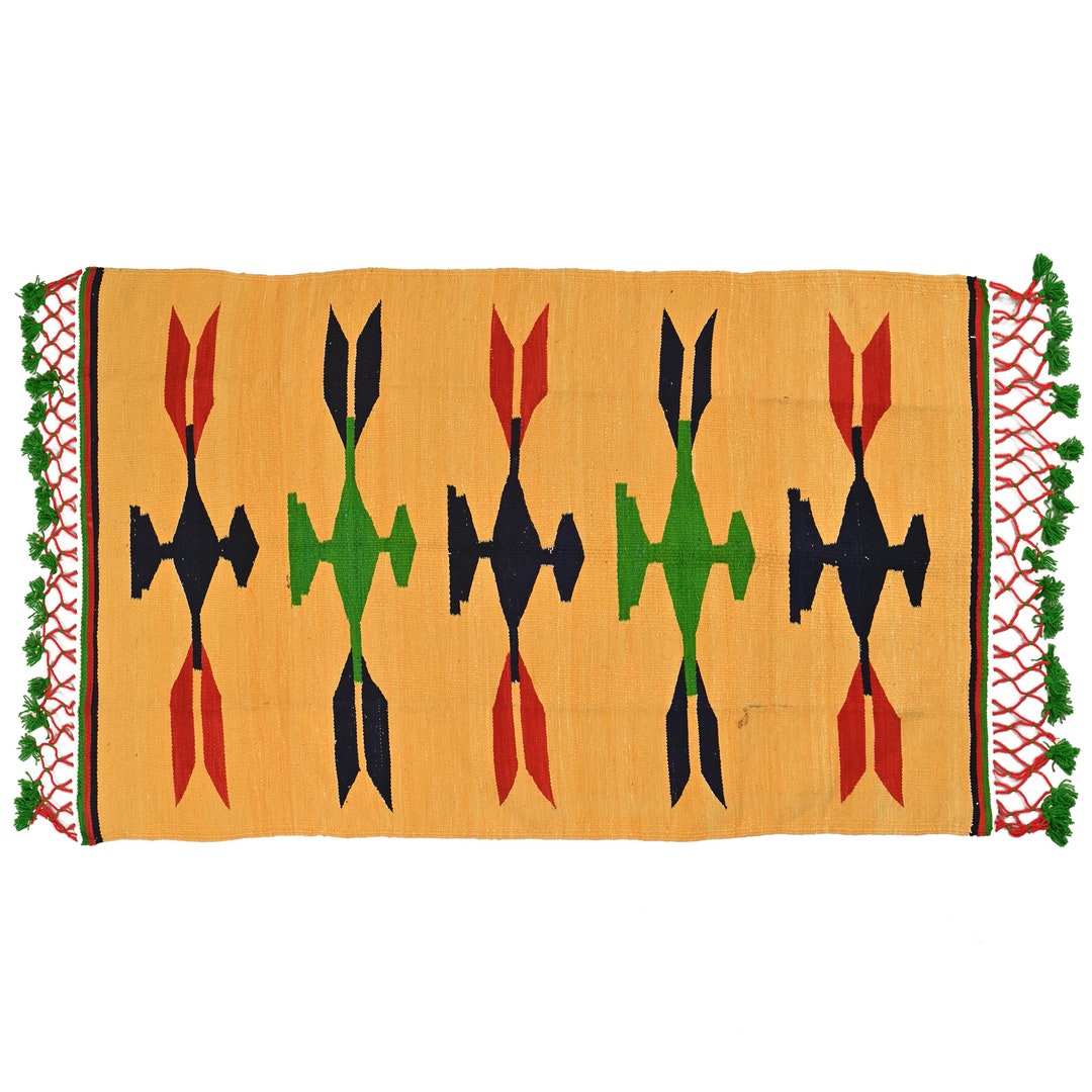 Handmade Cotton Traditional Punjabi Area Rug Reversible Flatweave Indian Dhurrie Kilim Natural