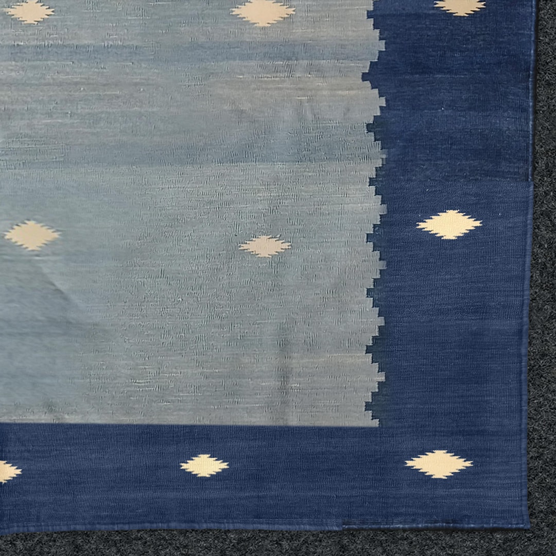 Handwoven Cotton Rug Geometric Pattern Modern Kilim Dhurrie, Reversible ...