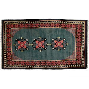 Handwoven Vintage Thick Pile construction 4 x 7.9 Ft Carpet 100 Years old Wool Tibetan Area Rug Home Decor Tribal Office Rug Carpet