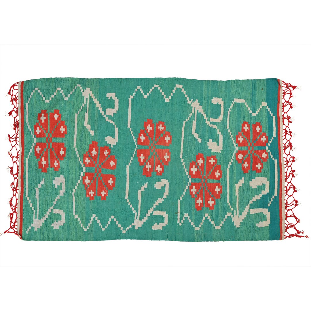 Handmade Cotton Traditional Punjabi Area Rug Reversible Flatweave Indian Dhurrie Kilim Natural