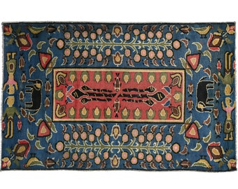 Handgeweven vintage dikke poolconstructie 4 x 6,6 ft tapijt 100 jaar oud Marokkaans geweven tapijt interieur Tribal kantoortapijt tapijt