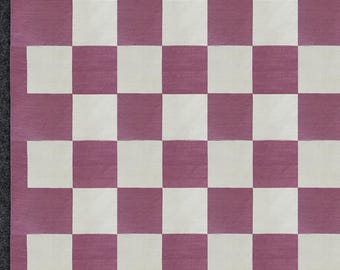 Alfombra Kilim Dhurrie de algodón tejida a mano, alfombra plana reversible de tejido plano con estampado a cuadros rosa y beige de la India para habitación, tapiz de pared para decoración de pared