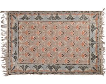 Handgeweven vintage dikpolige constructie 4,6 x 6,6 ft tapijt 100 jaar oud Marokkaans geweven tapijt woondecoratie Tribal kantoortapijt tapijt