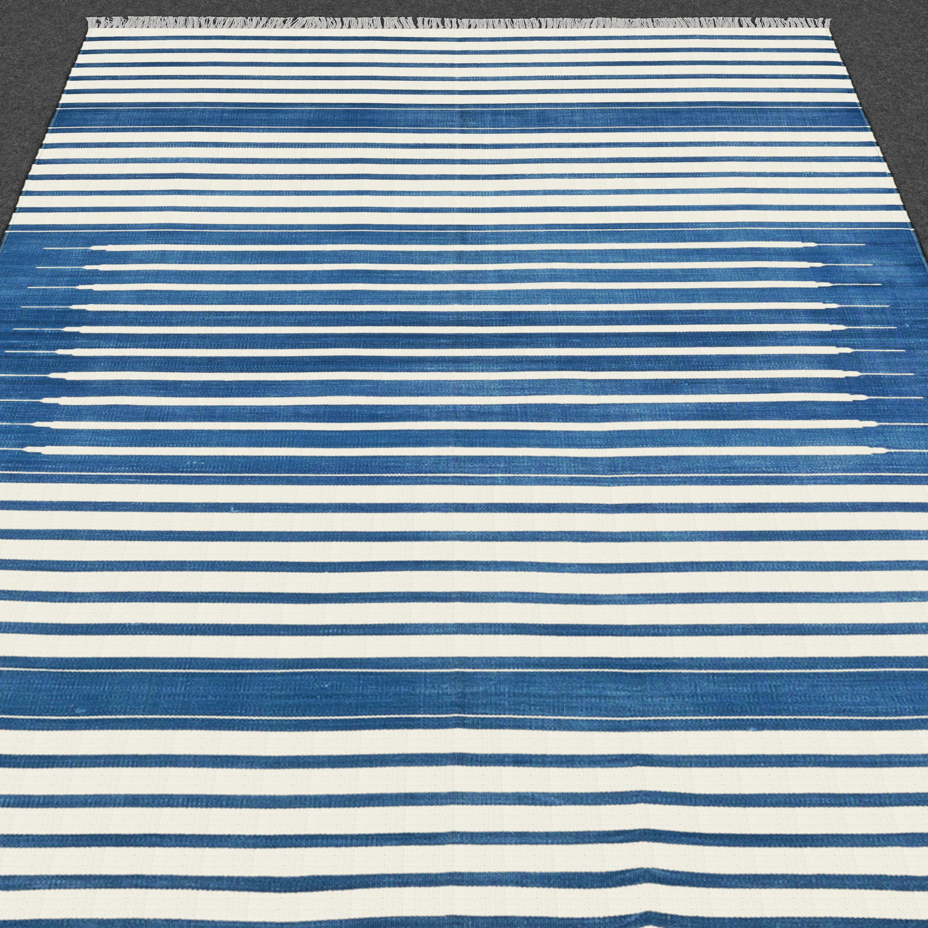 Modern Handmade 4x6 Feet Striped Pattern Cotton Area Rug Natural