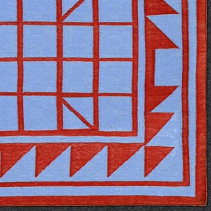 Handwoven Cotton Kilim Rug Dhurrie, Reversible Indian Handmade Flatweave Area Rug For Room, Square Shape Wall Tapestry For Wall Decor