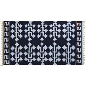 Cotton Handmade Punjabi Area Rug Indian Dhurrie Rug Reversible Blue Color Natural Vegetable Dyed Eco Friendly Rugs Wall Tapestry
