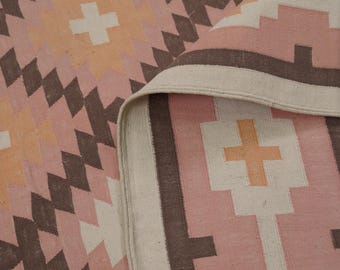 Handmade Cotton Rug Flat Weave Natural Vegetable Dyed Indian Dhurrie Reversible Wall decor Tapestry Scandinavian Rug Dhurry Christmas Gift