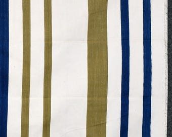 Blue Green Striped Cotton Kilim Rug – Modern Runner, Handwoven Flatweave Indian Dhurrie, Custom Area Carpet, Hallway & Bedroom Rugs
