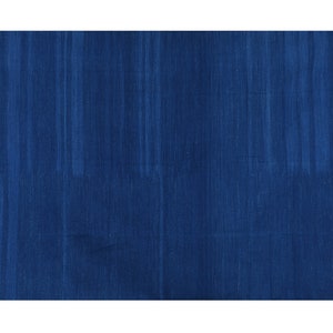 Solid Blue Modern Handmade Cotton Kilim Rug, Indian Dhurrie Reversible Natural Dyed Rugs, Large Wall Tapestry, Available In All Size