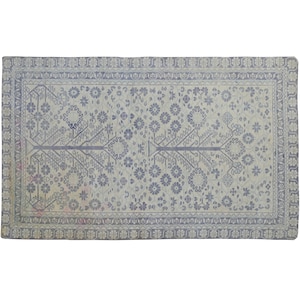 Handwoven Vintage Thick Pile Constructin 3.6 x 6.3 Ft Carpet Hand-spun yarn Agra Carpet/Rug Antique Handmade Living Room Office Rug Carpet
