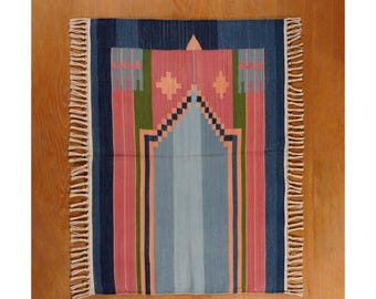 Handwoven Cotton Prayer Rug – Lightweight Washable Sajadah Mat, Reversible Mehrab Tapestry, Islamic Wall Décor & Ramadan Gift