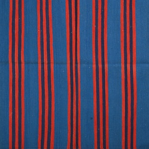 3.6x6.6 ft Indian cotton rug Handmade Flat Weave Blue Striped Reversible Natural Vegetable dyes Punjabi Kilim Rug Traditional Home Décor Rug