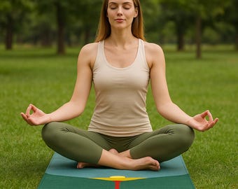 Bio - Baumwoll Yoga Matte 6 x 2 Meter | Yoga Teppich in den Bergen | Wendbare umweltfreundliche Meditationsmatte | 100% pflanzliche Farbmatte |