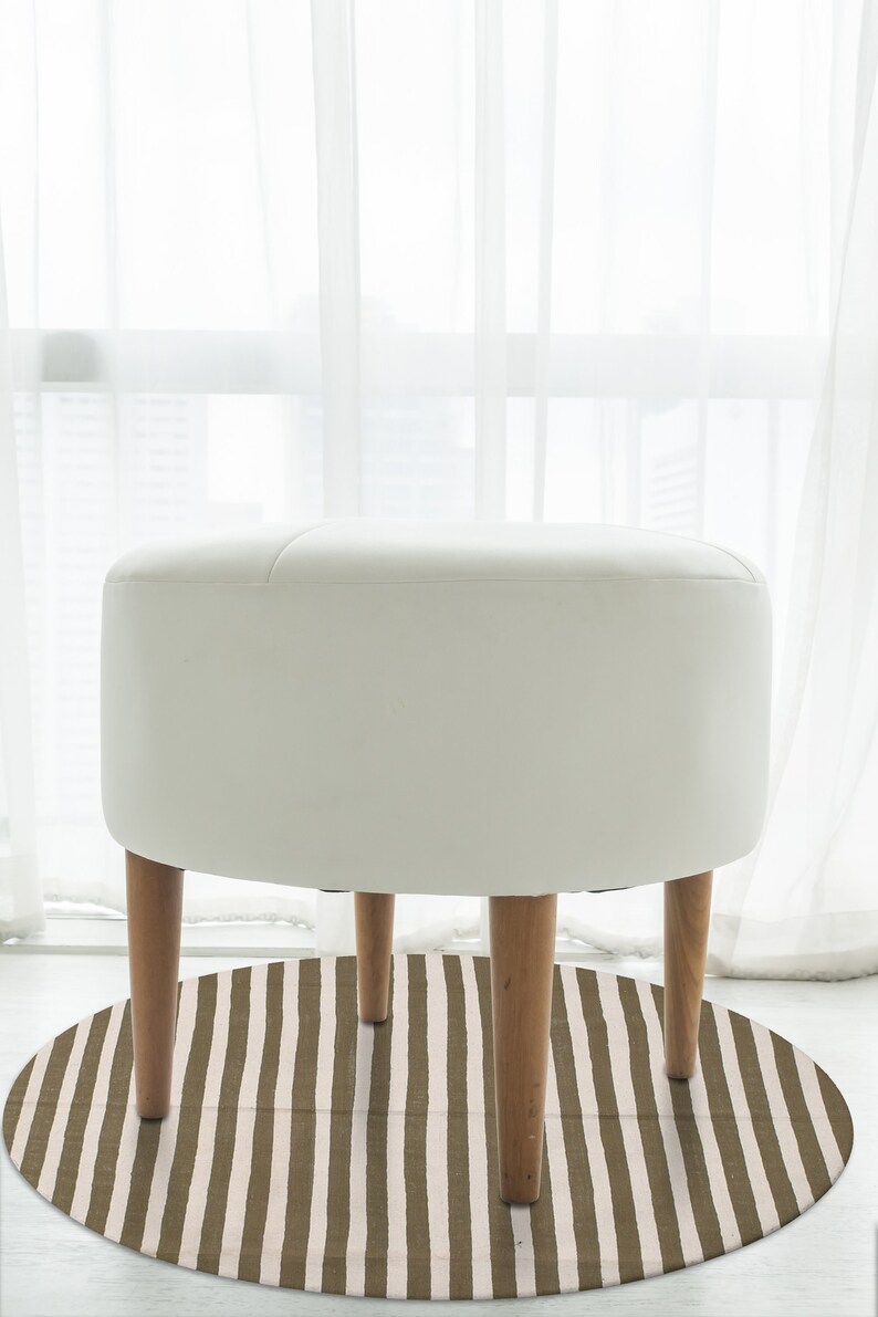 Round Indian Handwoven Hand Knotted Area Rug/durry Multipurpose