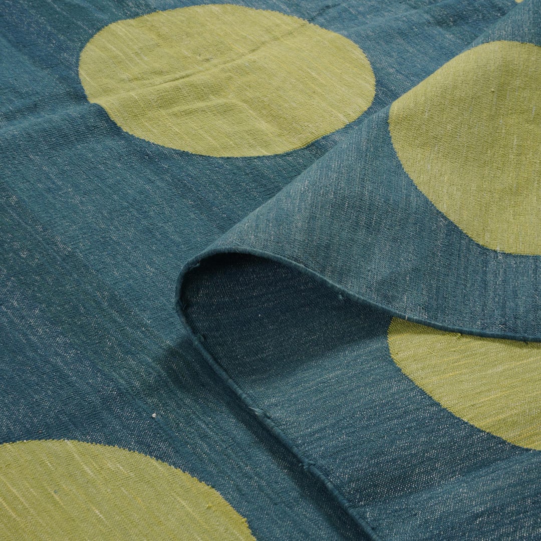 Green Dot Pattern Reversible Kilim Rug Dhurrie, Handmade Flat Weave ...
