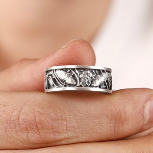 Koi Fish Ring, Pisces Engagement Men&#39;s Ring, Japanese Fish Nature Inspired Ring, Japanese Wedding Ring, Men Promise Ring, Gift For Men