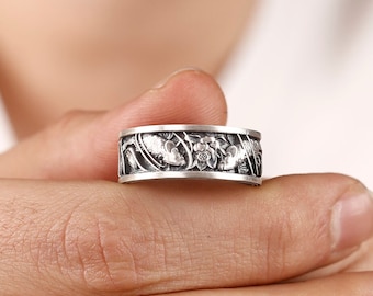 Koifiskring i sterlingsilver, japansk naturinspirerad armband