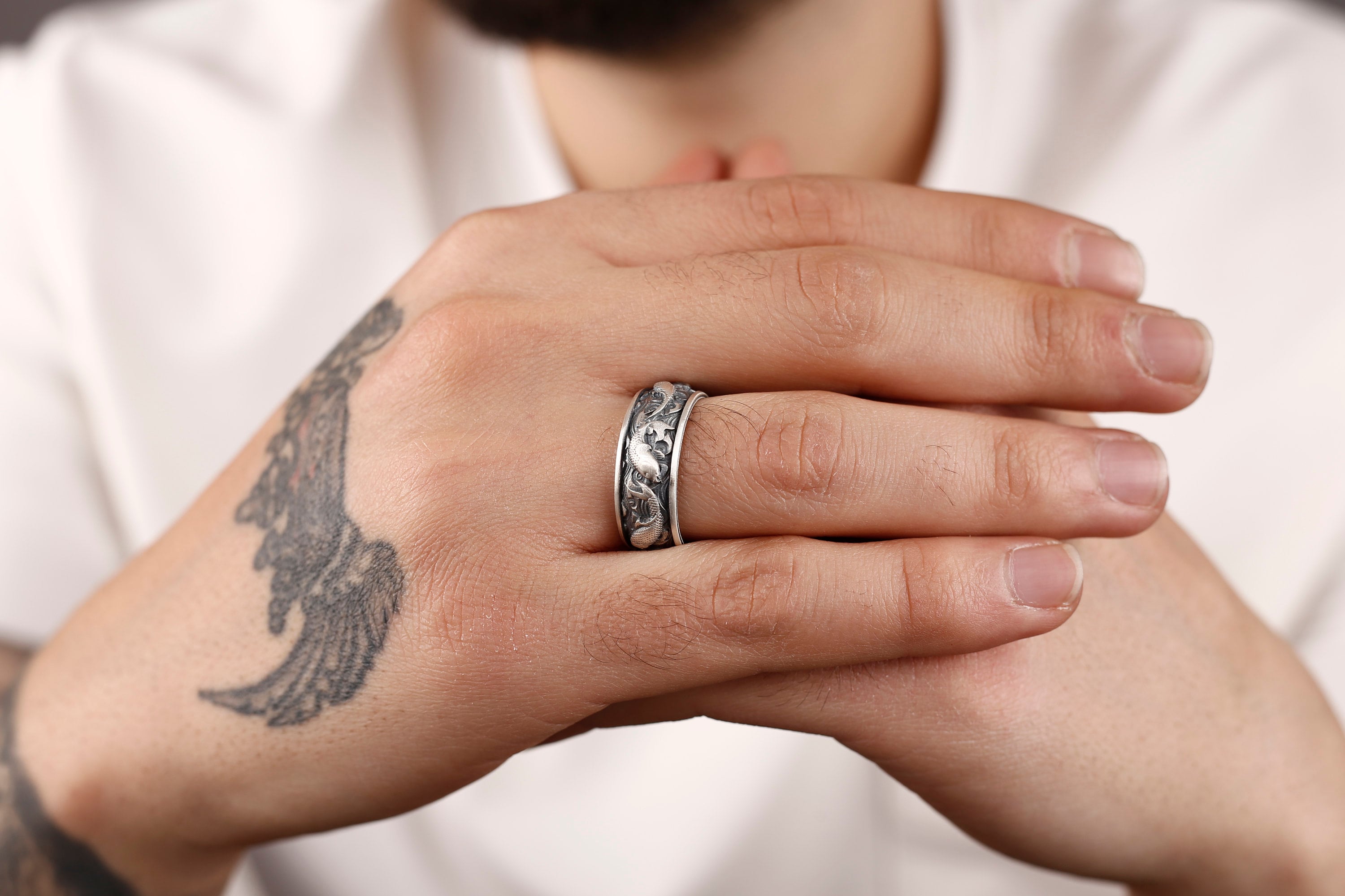 BySilverStone Jewelry Silver Ring Men Pisces Mens Silver Pinky - Main Image