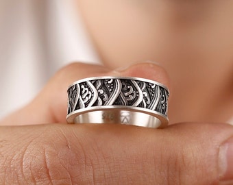 Welle Kanagawa Sterling Silber Ring, japanische Kunst Band